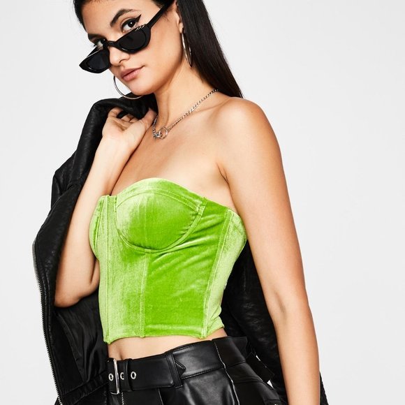Dolls Kill Tops - NWT Green Dolls Kill Hots For You Velvet Bustier